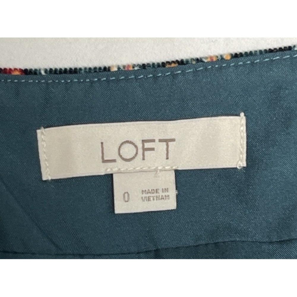LOFT A-Line Mini Skirt Medallion Print Teal Boho Lined Size 0‎ Colorful Workwear - Picture 3 of 8